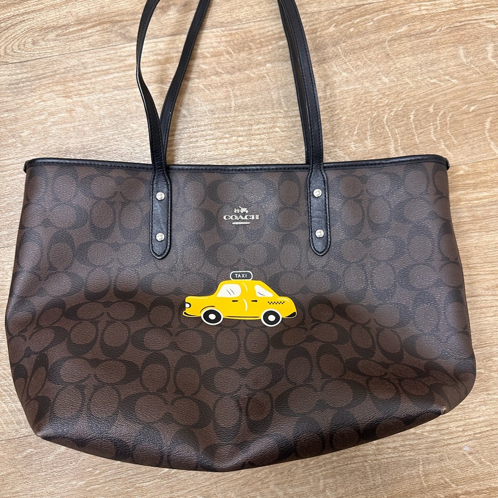 Coach Taxi Tote F57615 Limited Edition NYC Yellow Cab Signature Canvas Large